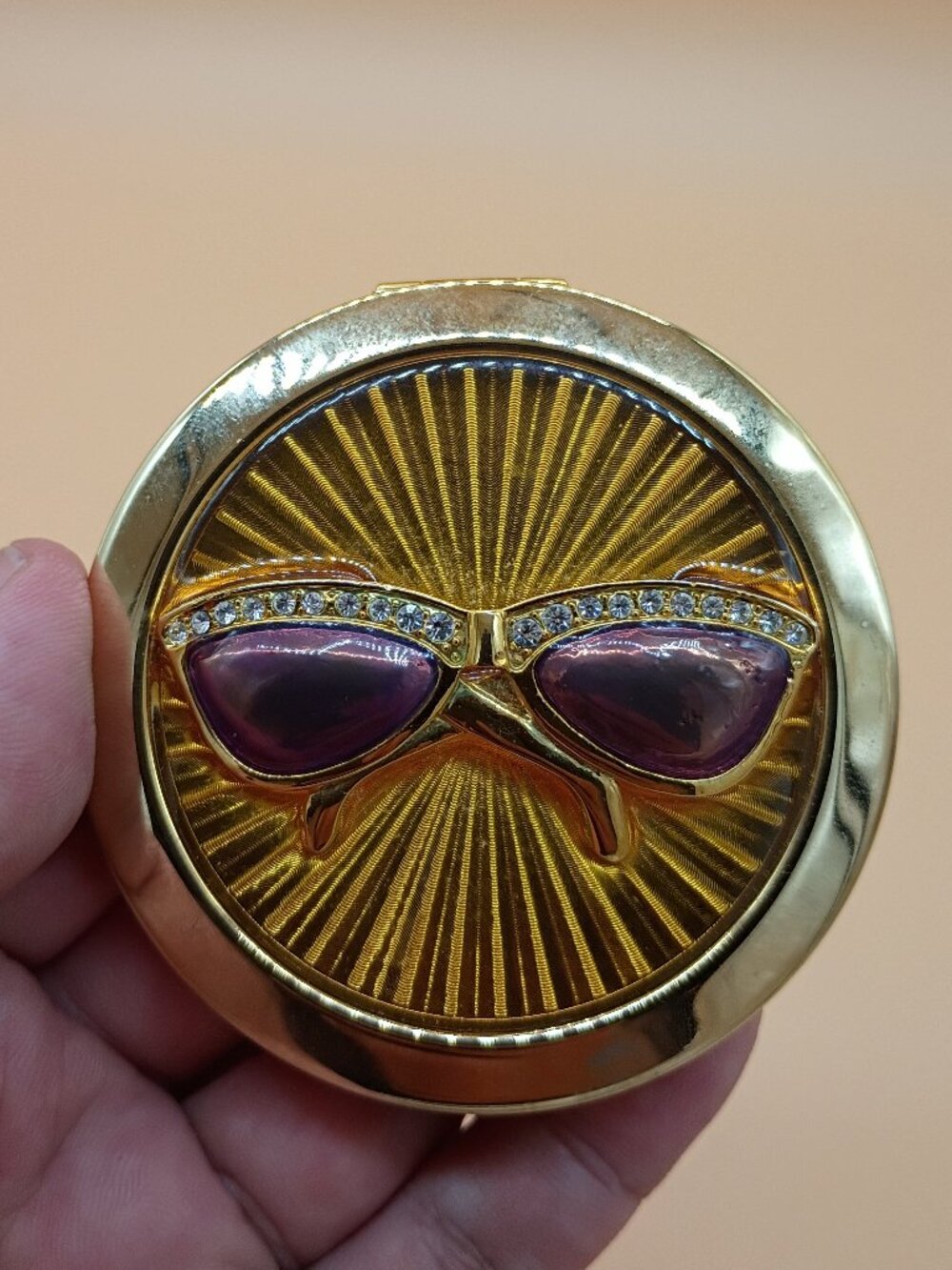 Decorative Compact Mirror with Cute Sunglasses Vintage 90s/Y2K